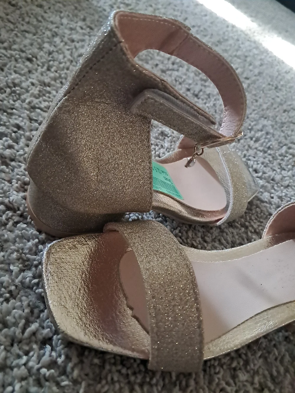Gold Glitter Women's Block Heel Sandals